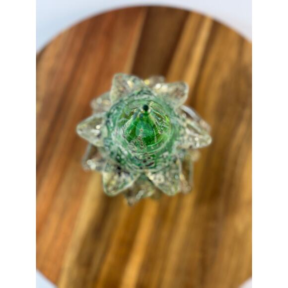 Handblown Murano Glass Christmas Tree – 8.5" Green & Gold Italian Blown Glass - Picture 8 of 8